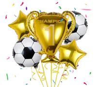 5 Pezzi Palloncini Calcio, Decorazione Calcio Per Bambini Compleanno,Decorazioni per Feste Calcio,Palloncino Foil Trofeo, Decorazioni per Feste di Calcio per Bambini Compleanno Coppa del Mondo