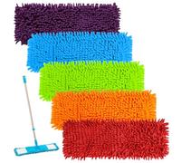 5 Pezzi Panno di Ricambio per Mocio, Panno Pulizia in Microfibra Mop Pad, Panni Lavapavimenti, Copri Mocio in Microfibra, per Tutti i Comuni Supporti Pieghevoli 40x10cm, Tutti i Tipi di Pavimento
