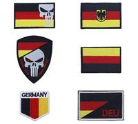 5 Pezzi Patch con Bandiera Della Germania, Germania Patch, Punisher Toppa dell'esercito zaini,Germania Ricamata, toppa bandiera della Germania, Distintivi ricamati tedeschi