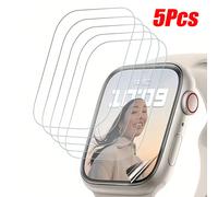 5 pezzi Pellicola protettiva in gel per Apple Watch Ultra S10 S8 S9 S7 S6 S5 S3 S1 Series, pellicola in gel anti-appannamento curva, custodia morbida in TPU trasparente anti-graffio a 9 strati ad alta