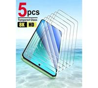 5 pezzi Pellicola protettiva in vetro temperato ad alta definizione, compatibile con Samsung Galaxy S26 S25 S24 / 17 16, Honor, 15T, Poco, Note 15, copertura completa, durezza 9H, anti-impronta iPhone