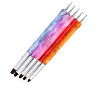 5 Pezzi Penna per Manicure Unghie Doppia Punta Acrilico Nailon | Uso Personale e Professionale, Punta a Sfera e Setole Nylon, Riutilizzabile e Facile da Maneggiare