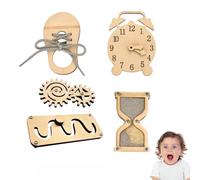 5 pezzi per Busy Board fai-da-te - Materiali DIY per genitori - Accessori per tavola sensoriale - Parti in legno: labirinto, orologio educativo, ingranaggi, clessidra, imparare a allacciare le scarpe