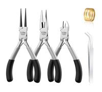 5 Pezzi per Creazione Gioielli, Becchi Lunghi, Becchi Tondi, Tronchesi per Lavorazione e Creazione Gioielli Con Pinzetta, Apri Anelli a Molla