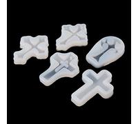 5 pezzi per stampi in resina croce per forma croce con foro stampo in silicone per fusione epossidica per collana ciondolo catena chiave E