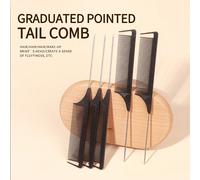 5 pezzi Pettine in fibra di carbonio antistatica con materiale in acciaio, design a coda sottile, con scala, regalo per ragazze, set di pettini a coda di ratto con scala per acconciature, pettini per 