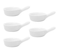 5 Pezzi Piccole Ciotole da Condimento in Ceramica Manico | Bianco 50ml, Design Semplice ed Elegante, Impilabili per Tavola, Casa, Ristorazione