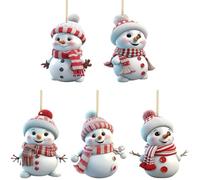 5 Pezzi Piccole Idee Pupazzo di Neve 2D Ornamento di Natale Mini Palline di Natale Decorazioni in Set con Corde per Babbo Natale Artigianato Regalo Giardino Casa Finestra Parete Corona Borsa per Feste