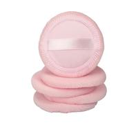 5 Pezzi Piumino Cipria in Cotone e Spugna Rotondo per Fondotinta | Applicazione Uniforme e Liscia, Formato Tondo Rosa, Adatto per Salone e Viaggio, per Ragazze e Signora