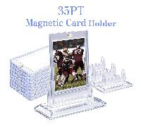 5 pezzi Porta carte magnetiche da 35PT, custodie in acrilico trasparente per carte, protezioni trasparenti per raccolta carte PTCG/MGT/World Cup Star, porta carte a un tocco per carte da basket, top l