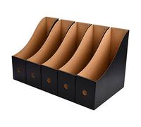 5 Pezzi Porta Cartelle Organizzatore per Riviste, Pieghevole Portariviste per Documenti Raccoglitore, Portariviste da Scrivania in Cartone per Ufficio Casa Archiviazione di File (Nero)