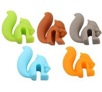 5 pezzi Porta Sacchetto di tè per Strumento di Sospensione Tazza Pennarelli di Scoiattolo in Silicone Carino Marcatori Bevanda Scoiattolo Porta Sacchetto di Tè Scoiattolo per Appendere Borse