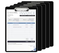 5 Pezzi Portablocco A4 con Pinza in Metallo - Cartelline Rigide in Plastica - Cartelline per Documenti, Appunti, Disegni, Ufficio e Scuola (Nero)