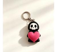 5 pezzi Portachiavi a tema Ognissanti "Stile Oscuro" con design di teschio a cuore rosa; Portachiavi e ciondoli per borse unici e stravaganti con un'estetica carina di mietitore - Perfetti per borse o