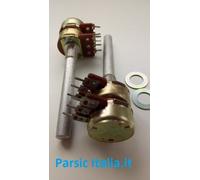 5 PEZZI= POTENZIOMETRO DOPPIO METALLO B10K B 10Kohm PERNO D=6mm PIN DA C.S.