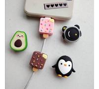 5 pezzi Protezioni per cavi in design animale carino, per cavi dati Apple 18/20W, proteggono il cavo del tuo telefono, regalo divertente (a forma di gelato/pinguino/astronauta/avocado) per proteggere 