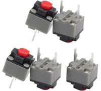 5 pezzi Pulsante muto, 6 x 6 x 7,3 mm, interruttore quadrato, interruttore silenzioso, microinterruttore, 10 milioni di mouse, microinterruttori industriali (grigio, nero, rosso), interruttori a