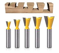 5 Pezzi Punta per Router a Coda di Rondine, Fresa per Legno Con Gambo da 8 mm, Frese Professionali per Fresatrice Verticale, per Lavorazione (1/4" 1/2" 3/8" 5/8" 3/4") (5)