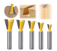 5 pezzi Punta per Router a Coda di Rondine, Frese per Legno con Gambo da 8mm, Frese Professionali per Fresatrice Verticale Legno, 1/4" 1/2" 3/8" 5/8" 3/4" Frese Professionali per Lavorazione del Legno