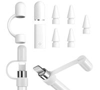 5 Pezzi Punte Tips Punta Per Apple Pencil+ 1 Ersatzstiftkappe + 1 Adattatore + 1 Magnetische Stiftkappe Anti-Verlust-Seil, Alta Sensibilità Punte, Per Apple Pencil 1A e 2A Generazione