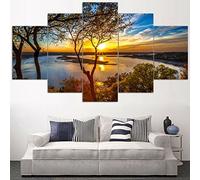5 Pezzi Quadri Moderni Bellissimo Scenario Naturale Dell'Alba Stampa Su Tela Immagine Di Arte Della Parete Foto Per Soggiorno Camera Da Letto Divano Tv Sfondo Gym Home Decor (Senza Cornice 150 X 80 C
