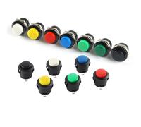 5 pezzi R13-507 Interruttore a pulsante momentaneo da 16 mm con cappuccio rotondo Interruttori AC 6 A/125 V 3 A/250 V Auto-reset 7 colori NERO ROSSO VERDE(Snap in White)