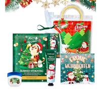 5 pezzi regalo di Natale piccolo kit con balsamo per le labbra, maschere per il viso, crema per le mani, biglietti di Natale e sacchetti di conservazione, regalo di Natale per donne e ragazze
