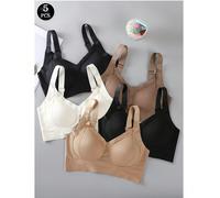 5 pezzi Reggiseno sportivo classico e semplice per donne, fitness, comodo, piccolo corpetto, con spalline regolabili, imbottitura removibile al petto, senza anelli in acciaio L,M,S,XL,XXLTessuto