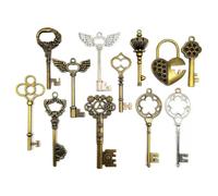 5 pezzi retrò ottone antico vintage argento vecchio aspetto arcaico decorativo chiave Steampunk ciondoli ciondoli creazione di gioielli fai da te(No.48-B bronze)