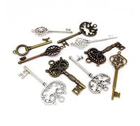 5 pezzi retrò rosso ottone antico vintage argento vecchio aspetto arcaico decorativo chiave Steampunk pendenti con ciondoli creazione di gioielli fai da te(No.38 silver)