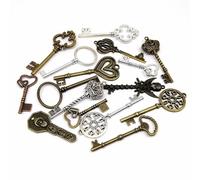 5 pezzi retrò rosso ottone antico vintage argento vecchio aspetto arcaico decorativo chiave Steampunk pendenti con ciondoli creazione di gioielli fai da te(No.31 bronze)