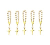 5 Pezzi Rosario Battesimo, Perle di Rosario in Acrilico, Mini Rosari per Battesimo, Decorazione Bracciale Rosario, Regali per Comunione, Matrimonio, Battesimo, Festa