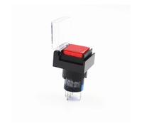 5 pezzi rosso 12v LA16 interruttore a pulsante luminoso 16mm con luce con foro di montaggio da 16mm coperchio di protezione momentaneo