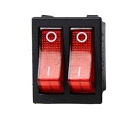 5 pezzi rosso verde doppio ON OFF interruttore a bilanciere 6 piedi 2 ingranaggi interruttore a pulsante illuminato for riscaldatore di olio elettrico con luce KCD8 16A 20A(Red)