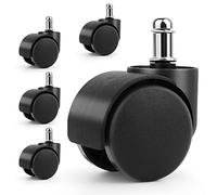 5 Pezzi Ruote Sedia Ufficio,Rotelle per sedie Design a Doppia Ruota,Ruote Ricambio Sedia Ufficio,Facile installazione senza attrezzi,per Sedie da Gioco,pavimenti duri fino,Scivolata Super Fluida