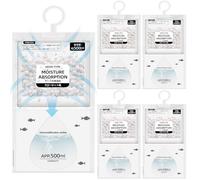 5 Pezzi Sacchetti Deumidificatori per Armadio - con Gancio, Fino a 500ml per Sacchetto, per Eliminare Umidità e Muffa - Ideale per Armadi, Seminterrati, Bagno, Cucina, Lavanderia, Casa, Camper