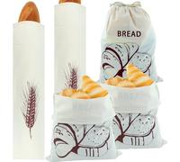 5 Pezzi Sacchetto Portapane, Ssacchetto del Pane in Cotone e Lino, Sacchetti Riutilizzabili per il Pane, Tasche con Coulisse in Cotone e Lino Anche per Frutta e Verdura (40 x 30 cm/60 x 15 cm)