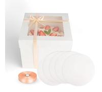 5 Pezzi Scatole per Torta, 25 * 25cm Scatola per Torta con Finestra, Scatola Bianca per Torte Dessert, Cupcake Box, Scatola Biscotti, Scatole per Dolci in Cartone