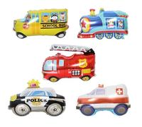 5 pezzi scuolabus camion dei pompieri treno ambulanza polizia palloncini per bambini auto a tema compleanno decorazioni