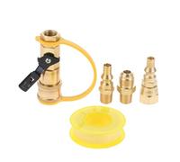 5 pezzi/set adattatore propano a sgancio rapido RV da 1/4" con valvola di intercettazione, tappo a flusso completo, raccordo svasato maschio da 3/8" for collegamento a sgancio rapido