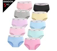 5 pezzi/Set Colori assortiti casuali Semplice moda dolce Serie di cuori & lettere di base Comodi morbidi Tr 14Y,12Y,13Y,16Y,15YBlocchi di coloreTessuto