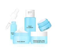 5 pezzi set completo per la cura del viso, detergente quotidiano, balsamo per il trucco, crema per gli occhi, gocce per il viso, per la cura della pelle anti-invecchiamento, idratazione radiosa