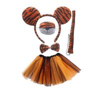 5 pezzi set costume da tigre per bambina, fascia per capelli, coda, naso,