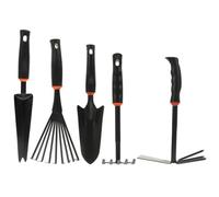 5 Pezzi Set da Giardinaggio Cinque Pezzi Pala, Ferro e Manico Nero | Lavori di Giardinaggio e Fiorerie, Leggero e Portatile, Impugnatura Comoda, Uso Multiuso