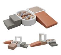 5 Pezzi Set Da Gioco Morbidi In Pelle PU Per Interni, Attrezzatura Da Gioco Morbida Per Bambini Con Piscine Di Palline e Tunnel Quadrato, Giocattoli Da Arrampicata In Schiuma Per Bambini