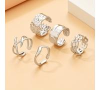 5 Pezzi Set di Anelli Aperti da Donna! Design con texture irregolari, disponibili in tonalità Oro e . Stilosi e versatili per - per feste o . Qualità premium a un eccezionale