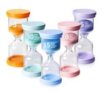 5 Pezzi Set di Clessidra per Bambini, Timer in Vetro, con Timer da 5 Minuti, 15 Minuti e 30Minuti. Perfetto comeTimer per Lavarsi i Denti, come Decorazione, per la Scuola (Colorato)