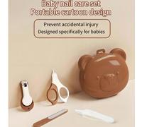 5 pezzi Set di cura delle unghie per bambini, design portatile a cartoni animati, include tagliunghie, forbicine per unghie, pinzette, lima per unghie e scatola di conservazione. Design della lama arr