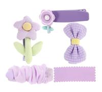 5 Pezzi Set di Fermagli per Chioma a Fiocco Viola per Bambine | Metallo, Poliestere e Plastica, Forme Cuore e Fiore, per Danza e Feste, Stile Adorabile