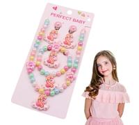5 Pezzi Set di gioielli per bambini, collana di perle per ragazze, set di collana con unicorno, bracciale di perle arcobaleno, regalo per bambini e bambine, regalo per feste